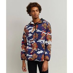 REASON‎ Japanese Tiger Balm Half-Zip Anorak Lightweight Hooded Jacket Small NWT